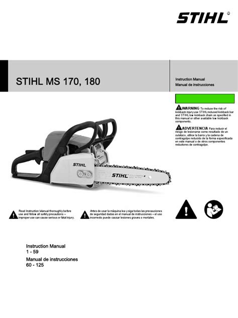 Stihl Ms 170 180 Owners Instruction Manual | Energía y recursos ...