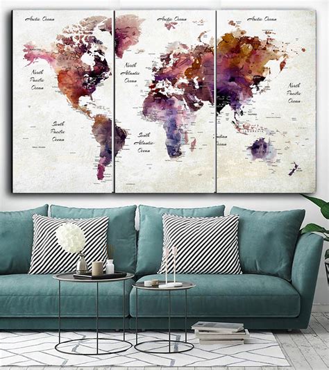 World Map Canvas Educational World Map Political World Map - Etsy