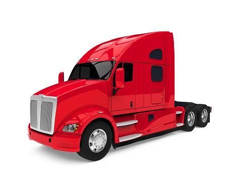 Red Semi Truck Isolated Stock Photo - Download Image Now - iStock