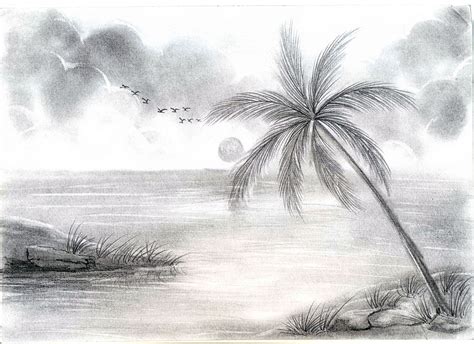 Drawing Of Nature With Boat By Pencil Shading Drawing Scenery ... | Drawing scenery, Landscape ...