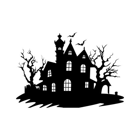 A Scary Haunted House Silhouette Vector isolated on a white background 35062790 Vector Art at ...