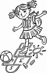 Girl Playing Hopscotch coloring Page  Free Printable Coloring Pages sketch template