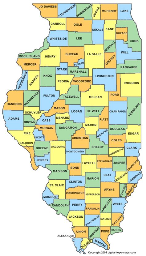 Illinois Counties Map Area | County Map Regional City