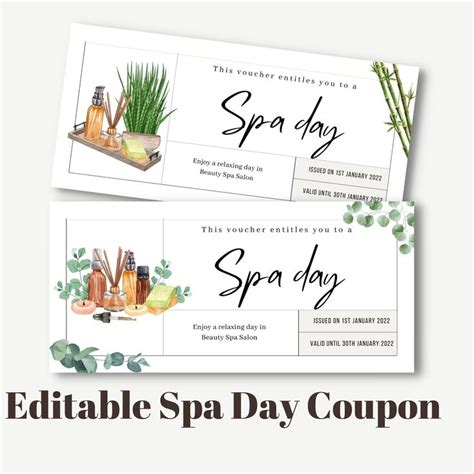 Spa Day Coupon Template - Printable Word Searches