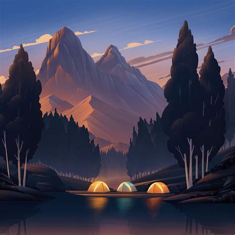 Mountain Lake - by Brian Edward Miller | Landscape illustration, Landscape art, Digital illustration