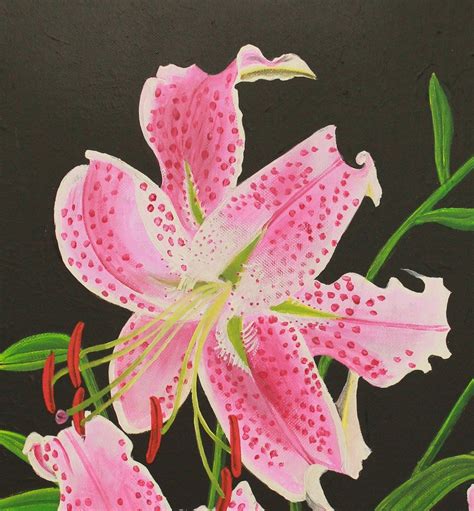 Stargazer Lily Original Acrylic Painting on Stretched Canvas – Laura Wilson Gallery