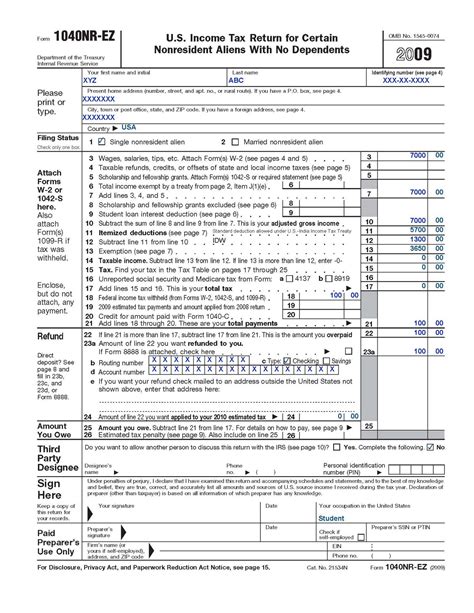 Share 4 Fun: Sample Federal tax returns for students on F-1/OPT (1040NR-EZ)