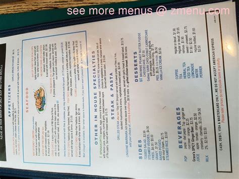 Menu at The Gables Restaurant, Saint Andrews