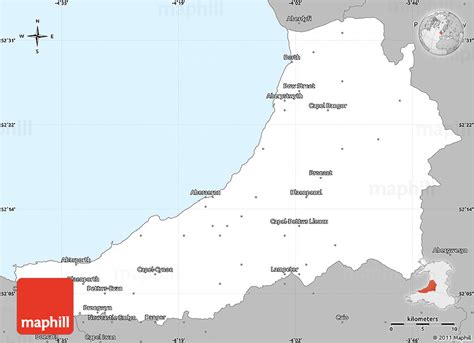 Gray Simple Map of Ceredigion - Sir Ceredigion