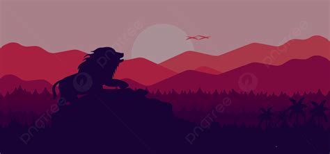 Jungle Sunset Background With Lion Silhouette, Vehicle, Car, Vacation ...