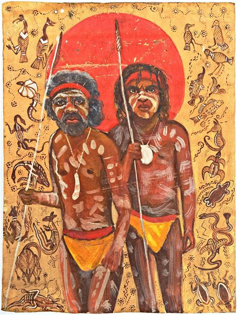 Vintage Painting on canvas of Aboriginal Corroboree Dancers with Spears | Vintage painting ...