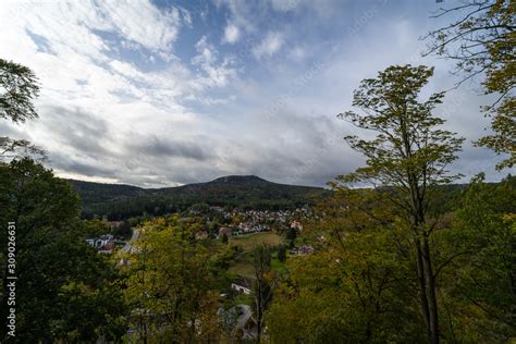 The Zittau Mountains and the old town of Oybin on the German border ...