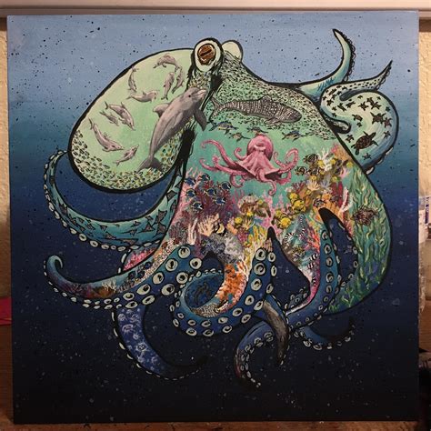 Octopus Garden (revisited), me, acrylic on canvas, 2019 : r/Art