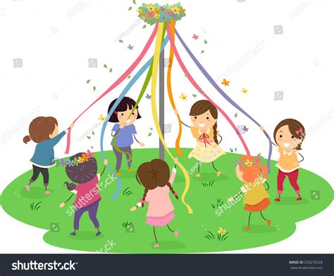 Maypole Dance Clipart Image