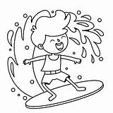 Happy Boy Surfing sketch template
