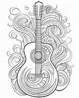 Music Notes With Acoustic Guitar Coloring Pages  Premium AI Generated sketch template