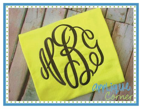 Circle Script Monogram Embroidery Font, Applique Corner