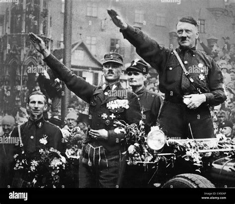 Adolf Hitler and party officials in the Nazi Party in Nuremberg, 1927 Stock Photo, Royalty Free ...