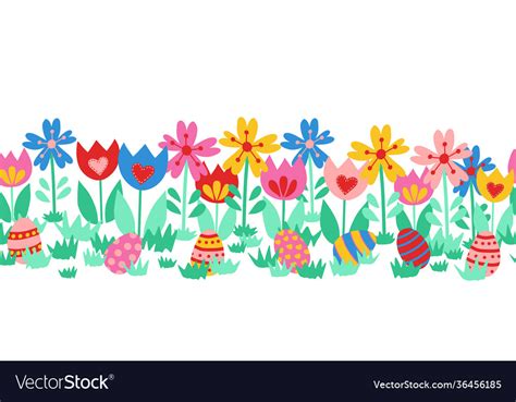 Seamless border easter eggs cute hand Royalty Free Vector