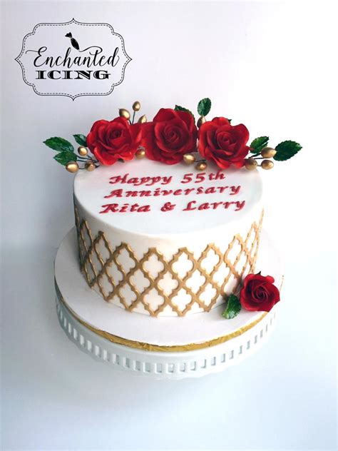 55th anniversary cake - Cake by Enchanted Icing - CakesDecor