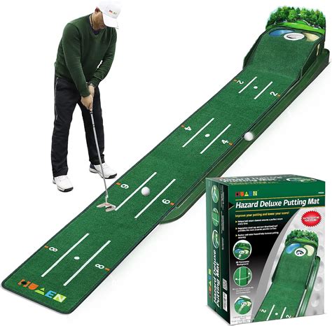 HUAEN Golf Putting Green Putting Mat Indoor & Outdoor with Ball Return ...