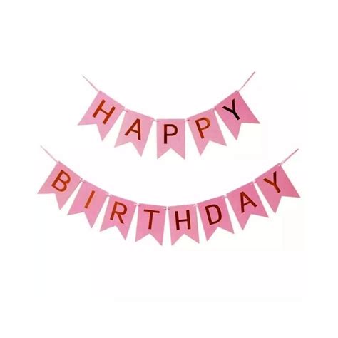 Happy Birthday Banner 13 Piece Card - Pink