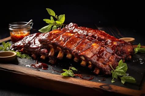 Premium AI Image | BBQ Ribs Arranged Artfully on a Rustic Platter