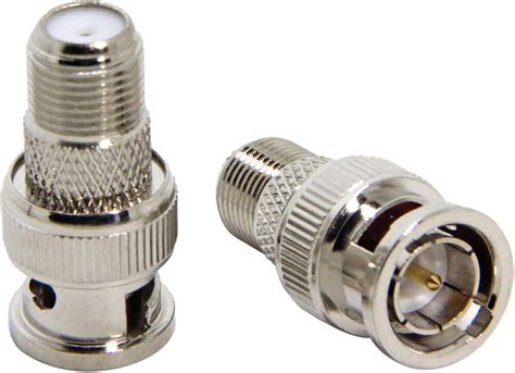 F to BNC Connector, 2-Pack, BNC Male Plug to F Female Jack Adapter Coax Connector, RG6, RG59 ...