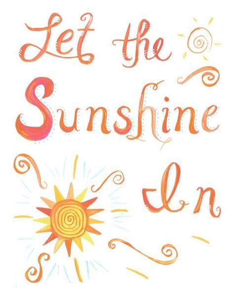 Let the Sunshine In Quote Poster, Illustrated Wall Art, Choose a size | Sunshine quotes, Quote ...