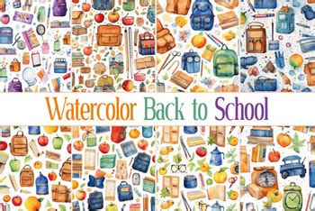 Watercolor Back to School Pattern by Aymad's School | TPT