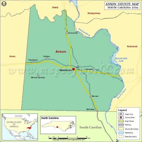 Anson County Map, North Carolina