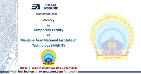 Vacancy for Temporary Faculty at Maulana Azad National Institute of ...