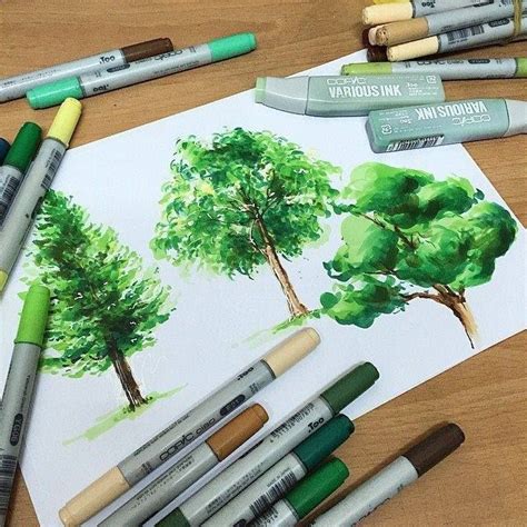 Pin op Copic Marker Subjects | Bomen tekenen, Tuin tekenen, Tekentechnieken