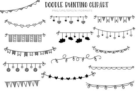 Hand Drawn Doodle Bunting Clipart