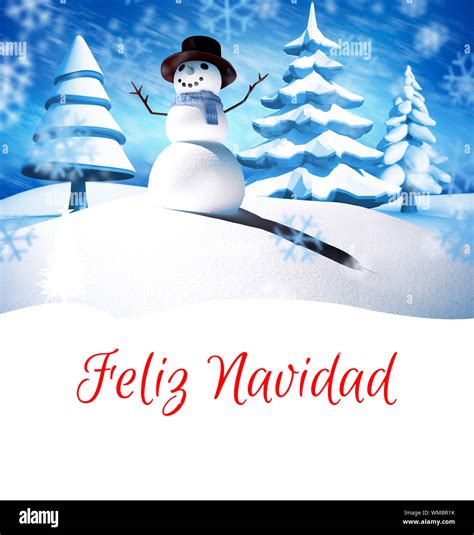 Feliz navidad against snow man Stock Photo - Alamy