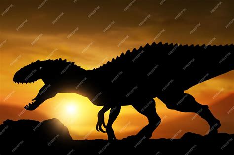 Premium Photo | Dinosaur silhouette tyrannosaurus rex at sunset