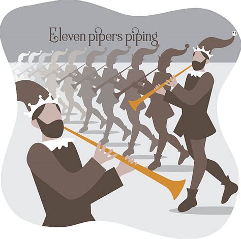 Eleven Pipers Piping Clipart Sun