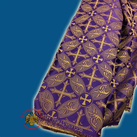 Orthodox Clerics Vestment Purple Fabric With Golden Cross Details B' No.6616, Liturgical Fabrics ...