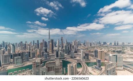 Panoramic Skyline Dubai Business Bay Downtown Stock Photo 2206560623 ...