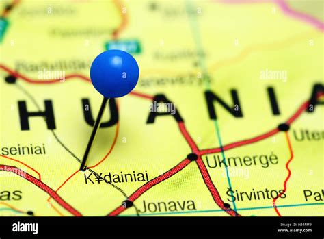 Kedainiai pinned on a map of Lithuania Stock Photo - Alamy