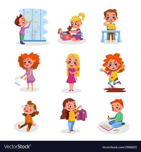 Bad and good kids behavior habits set cute Vector Image