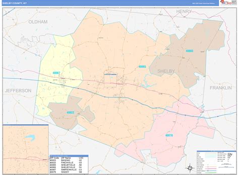 Shelby County, KY Wall Map Color Cast Style by MarketMAPS