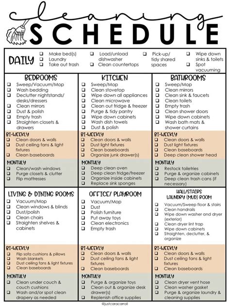 Easy Cleaning Schedule - Cara Carroll