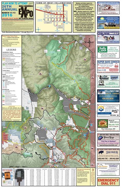 West Yellowstone Snowmobile Map North | Snowmobile, Yellowstone trip ...