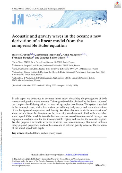 (PDF) Acoustic and gravity waves in the ocean: a new derivation of a ...