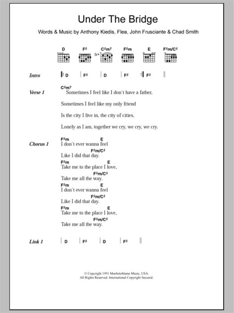 Under The Bridge by All Saints - Guitar Chords/Lyrics - Guitar Instructor