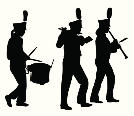 Marching Band Musicians Vector Silhouette Stock Illustration - Download Image Now - iStock