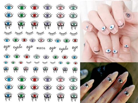 Evil Eye Nail Stickers for Nail Art, 3D Self-adhesive Witch Nail Decals DIY Nail Art Supplies ...