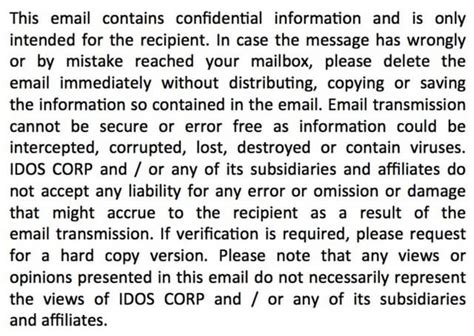 IDOS EMAIL CONFIDENTIALITY & DISCLAIMER NOTICE | PPT | Free Download