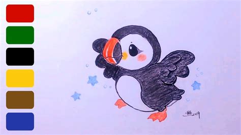 How to Draw a Bird - Baby Puffin Bird - YouTube